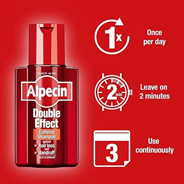Alpecin Double Effect Caffeine Shampoo 1X 200Ml Anti Dandruff And Natural Hair Growth Shampoo Energizer For Strong Hair Hair Care For Men Made In Germany, Red - Image 4